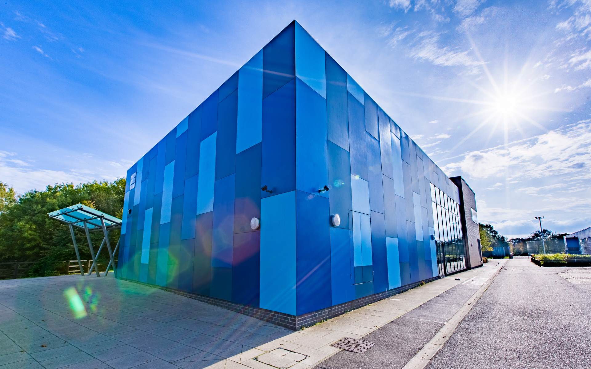 Notley High School and Sixth Form - the distinctive blue sixth form building