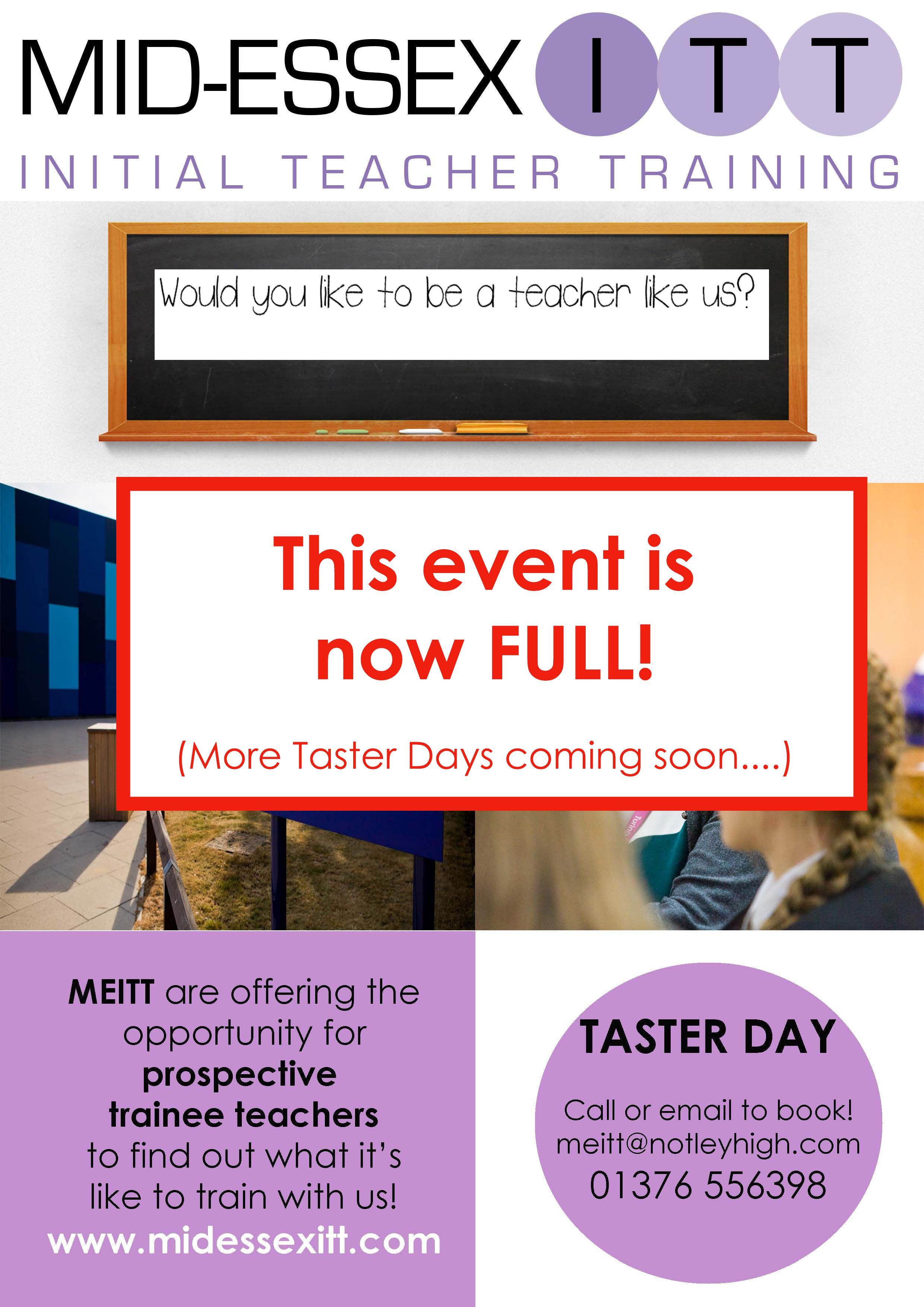Taster Day: FULL!